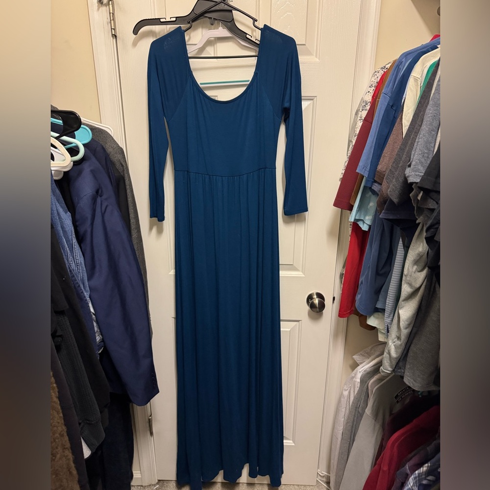 Pinkblush Dark Teal Solid Off Shoulder Maternity … - image 4